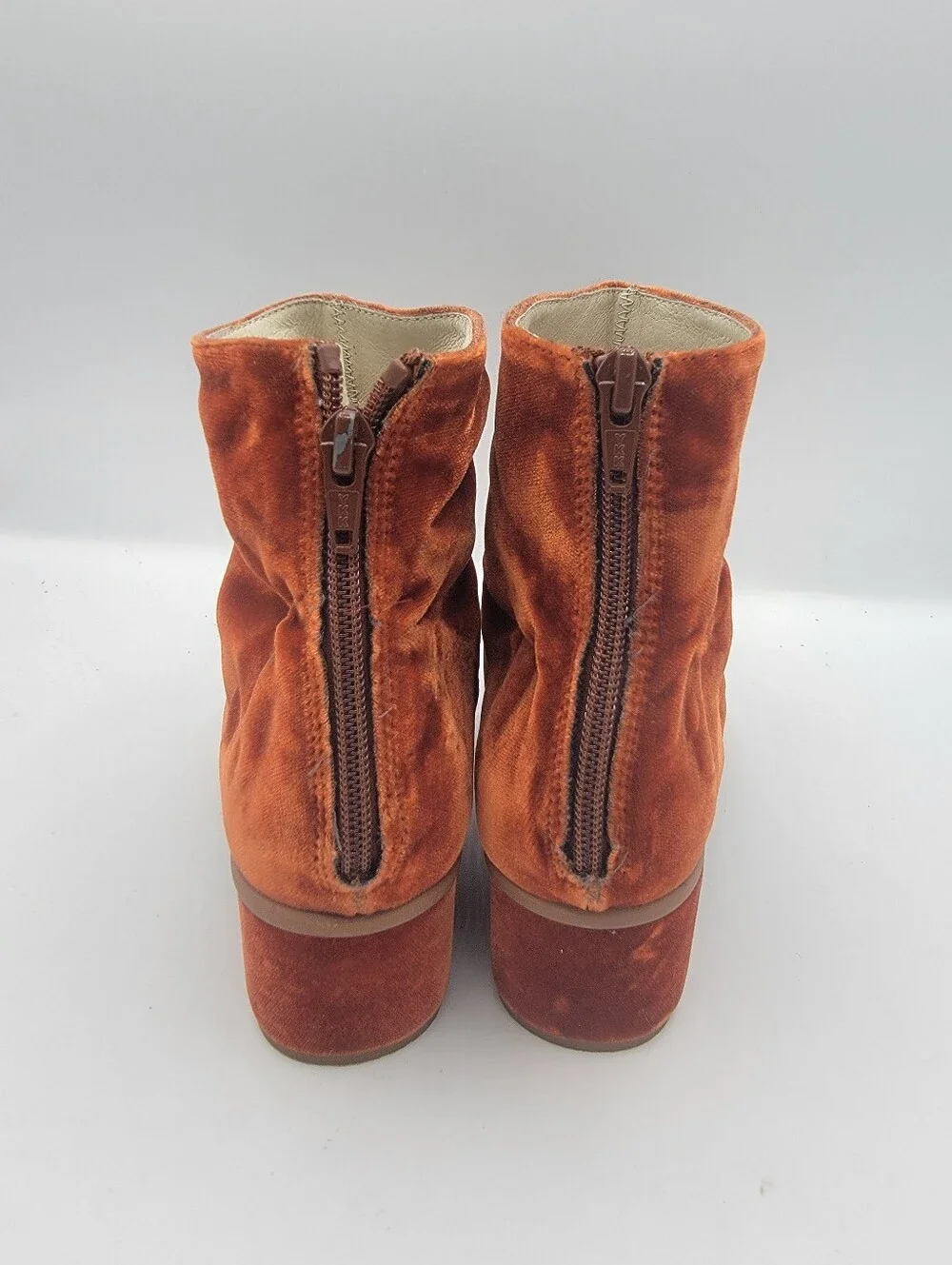 Anthropologie Women's Velvet Ankle Boots - Rust